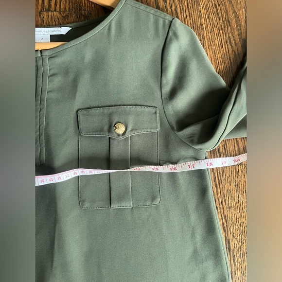 DIANE VON FURSTENBERG Mini Dress Size 2 Olive Green - Picture 7 of 7